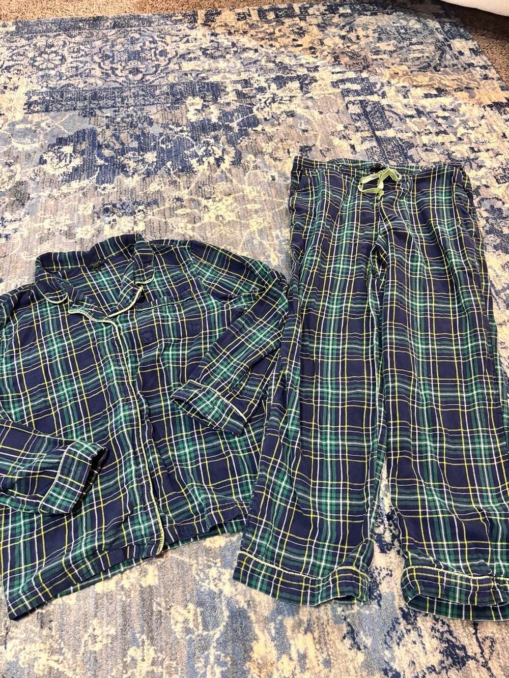 Cozy Cute Talbots Plaid Flannel Pajama Set Size M